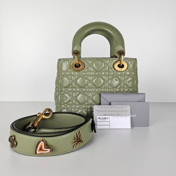 SOLD Christian Dior Lambskin Cannage Small My ABCDior Lady Dior Green - Picture 2 of 7